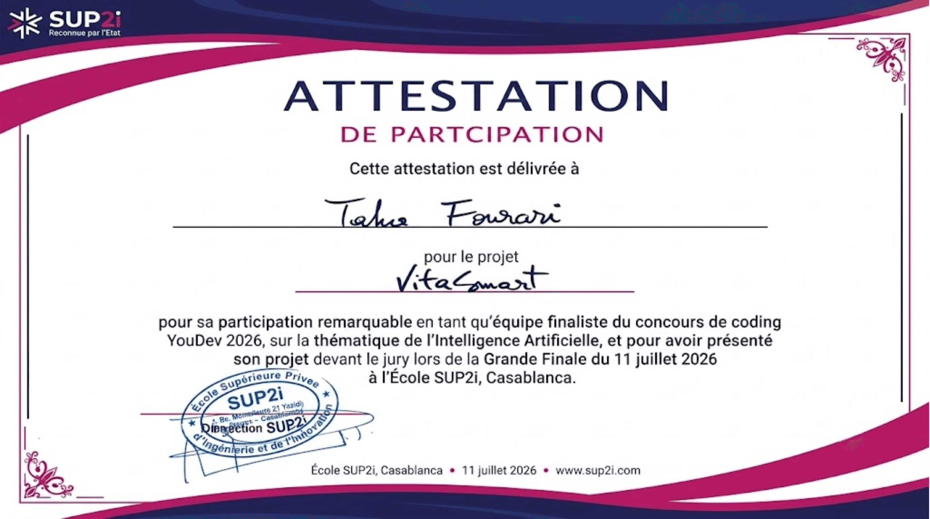 Selected & Presented Project certificate
